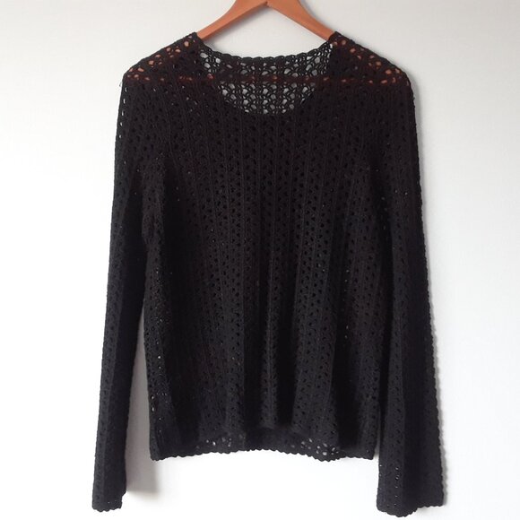 Liz Claiborne Silk Crochet Open Cardigan Top - Picture 2 of 9